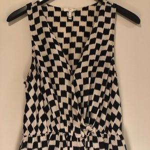 Joie, black and white checkered print top